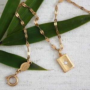 Catherine Popesco Rectangular Pendant Necklace, Star Center, Gold, NWT